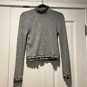 Forever 21 gray long sleeve fringe cut shirt